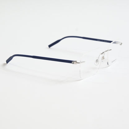 Montblanc MB0222O 004 Mens Authentic Eyeglasses Silver/Blue, 55mm - New