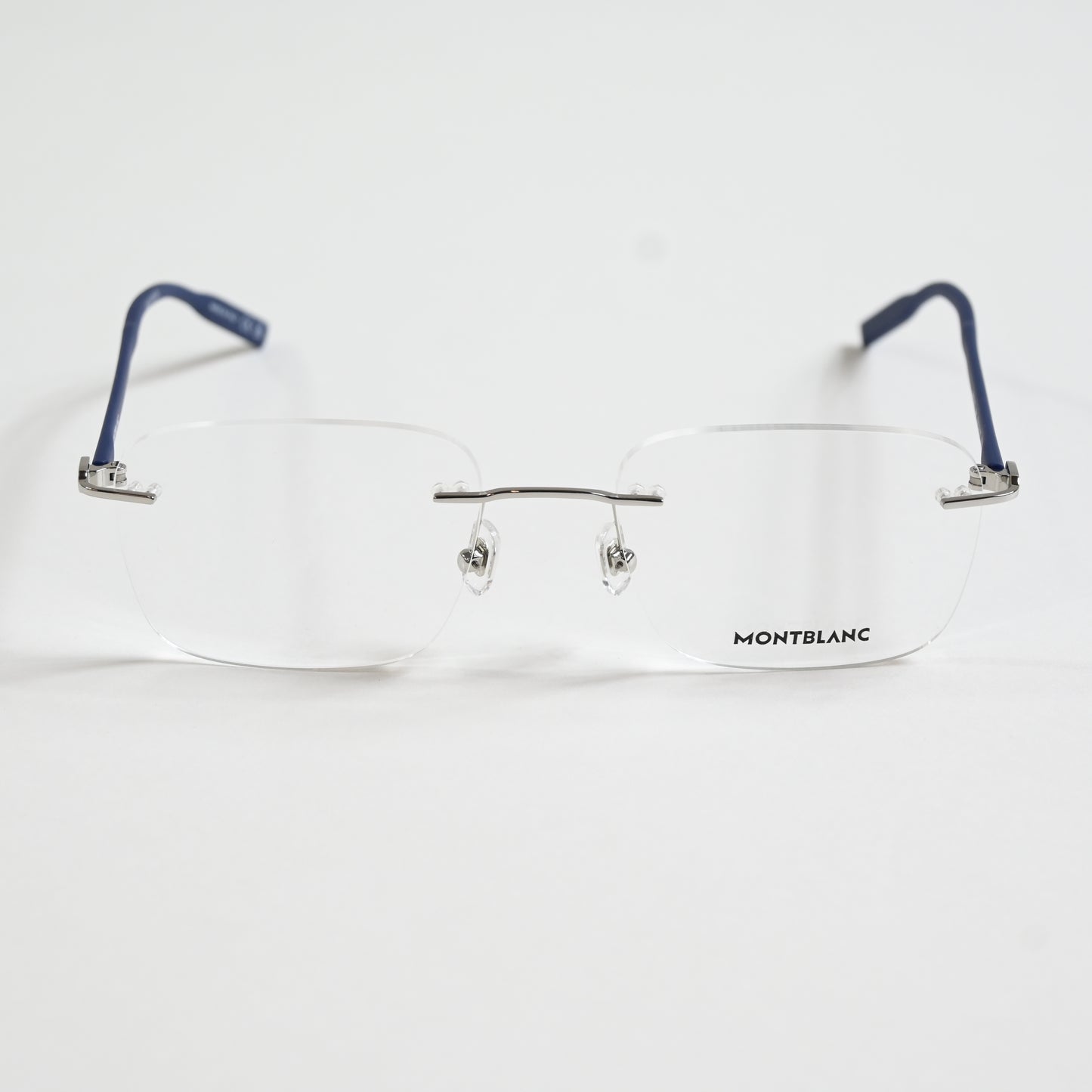 Montblanc MB0222O 004 Mens Authentic Eyeglasses Silver/Blue, 55mm - New