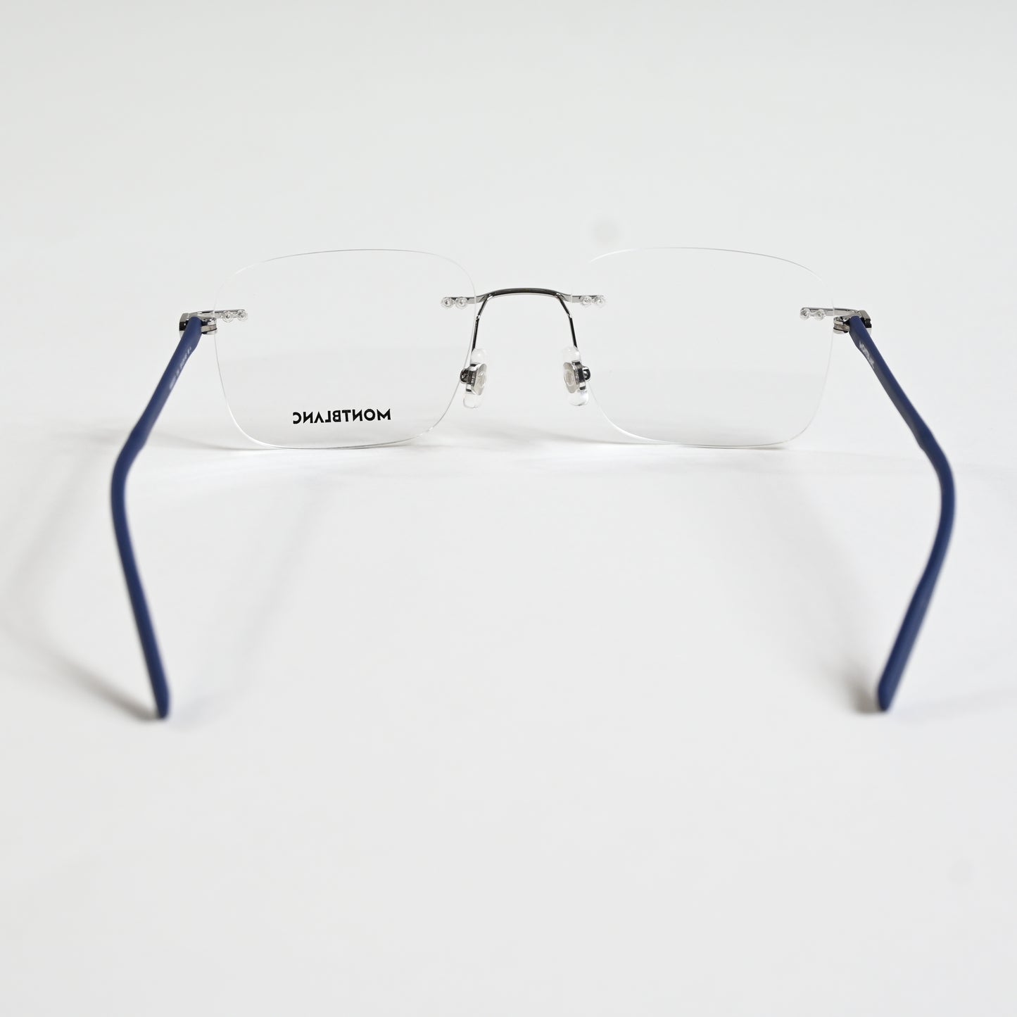 Montblanc MB0222O 004 Mens Authentic Eyeglasses Silver/Blue, 55mm - New