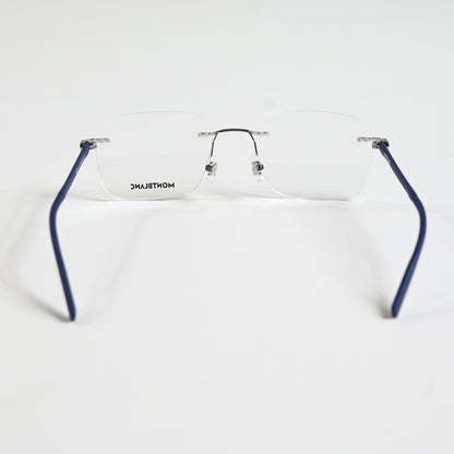 Montblanc MB0222O 004 Mens Authentic Eyeglasses Silver/Blue, 55mm - New