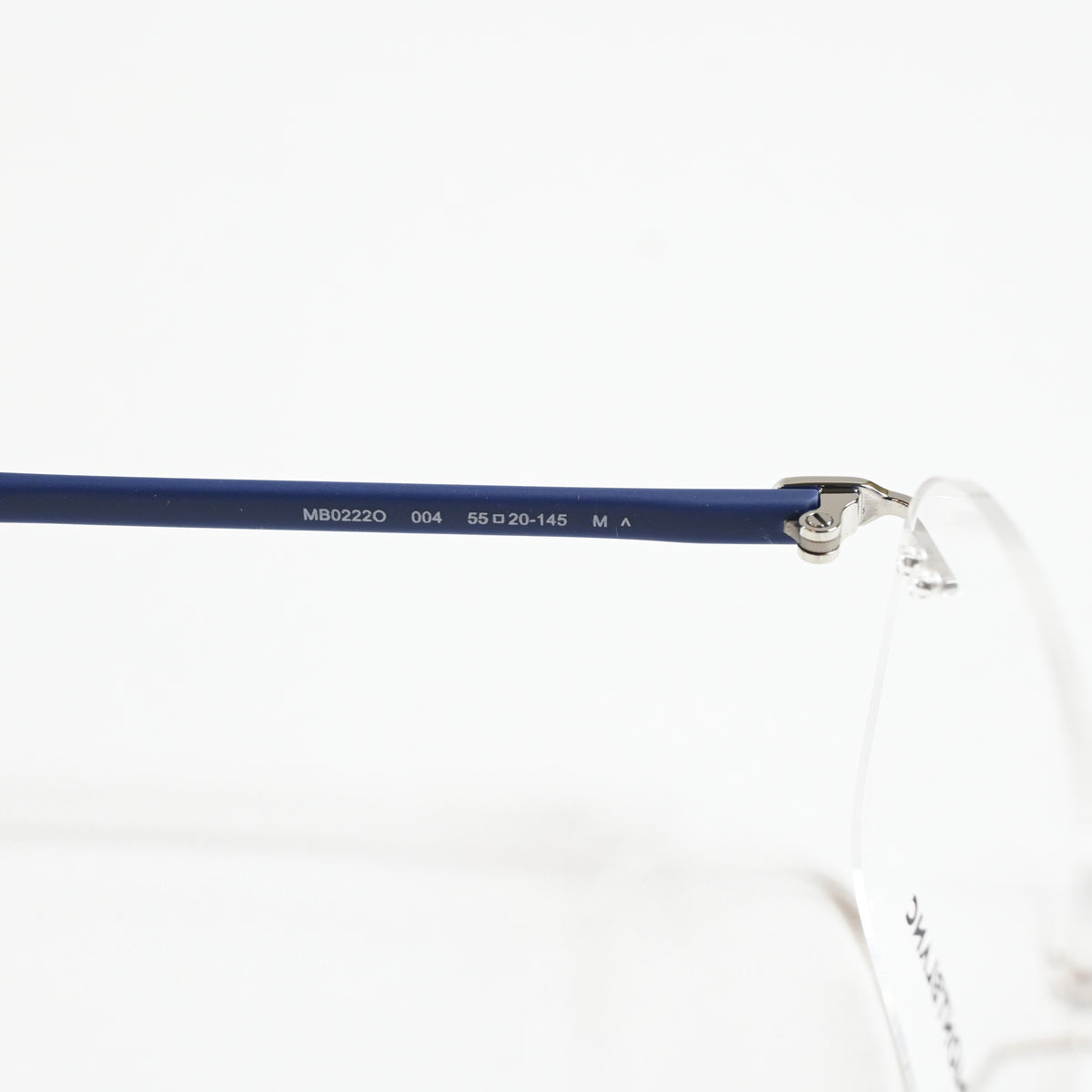 Montblanc MB0222O 004 Mens Authentic Eyeglasses Silver/Blue, 55mm - New