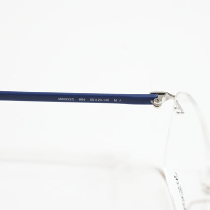 Montblanc MB0222O 004 Mens Authentic Eyeglasses Silver/Blue, 55mm - New