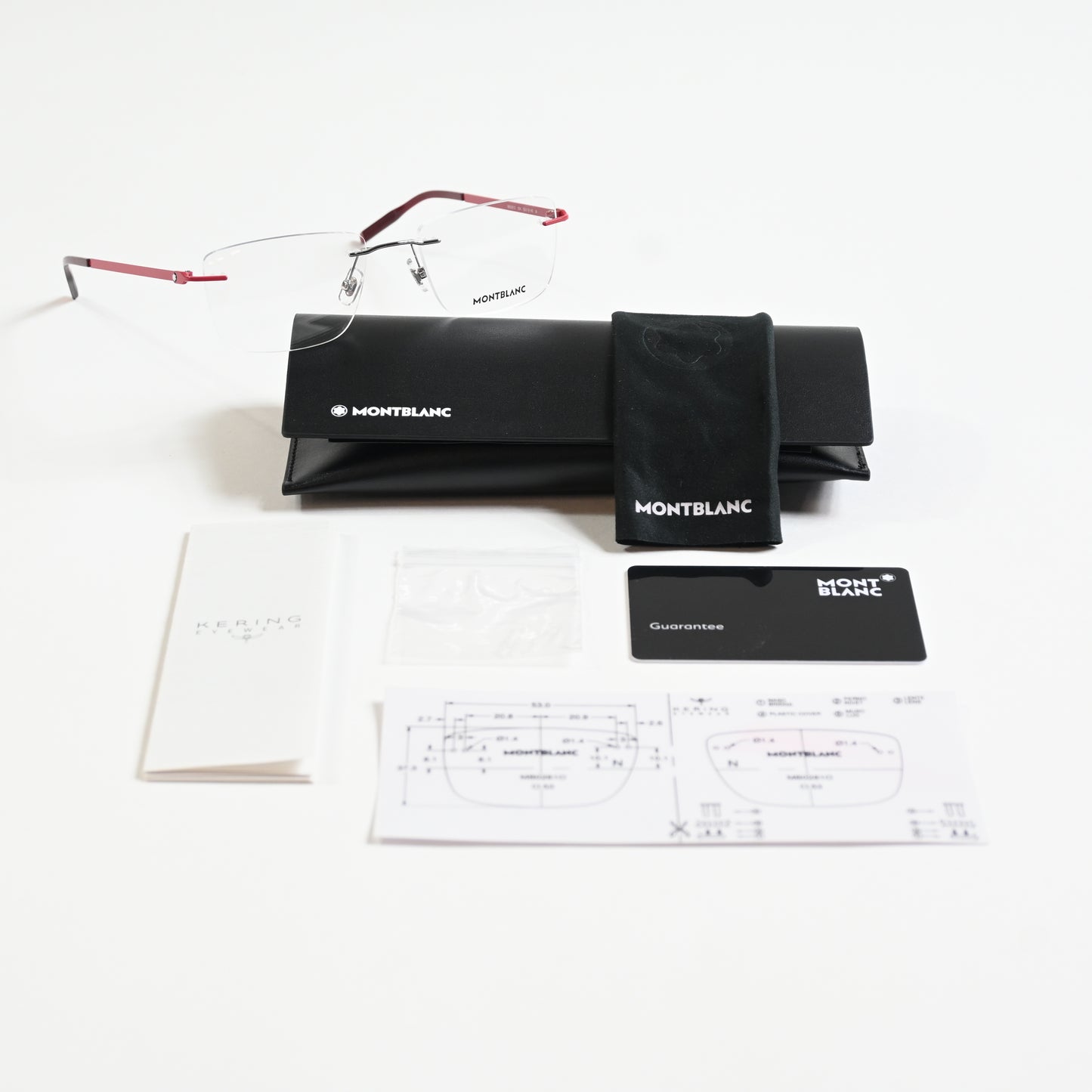 Montblanc MB0281O 004 Mens Authentic Eyeglasses Red/Silver, 53mm - New