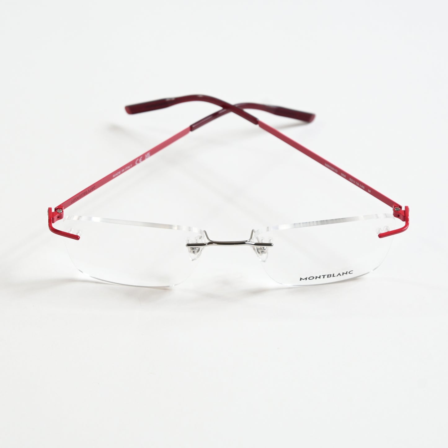 Montblanc MB0281O 004 Mens Authentic Eyeglasses Red/Silver, 53mm - New