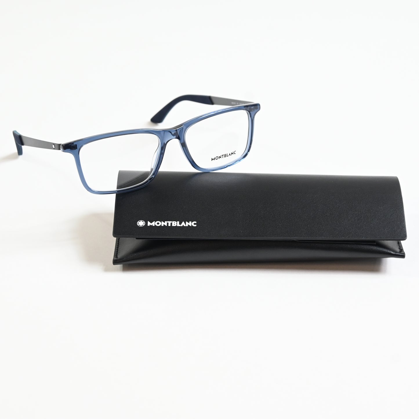 Montblanc MB0333O 003 Mens Authentic Eyeglasses Ruthenium/Blue, 55mm - New