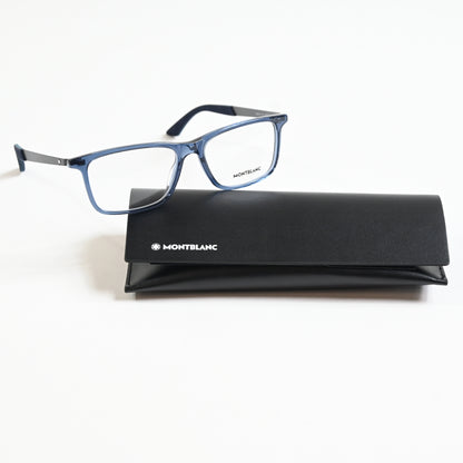 Montblanc MB0333O 003 Mens Authentic Eyeglasses Ruthenium/Blue, 55mm - New