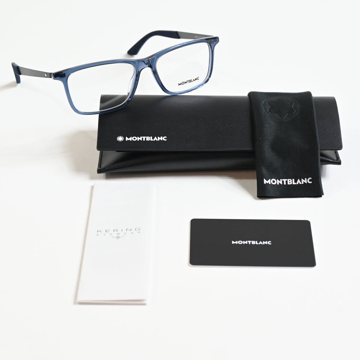 Montblanc MB0333O 003 Mens Authentic Eyeglasses Ruthenium/Blue, 55mm - New