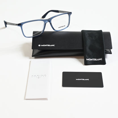 Montblanc MB0333O 003 Mens Authentic Eyeglasses Ruthenium/Blue, 55mm - New