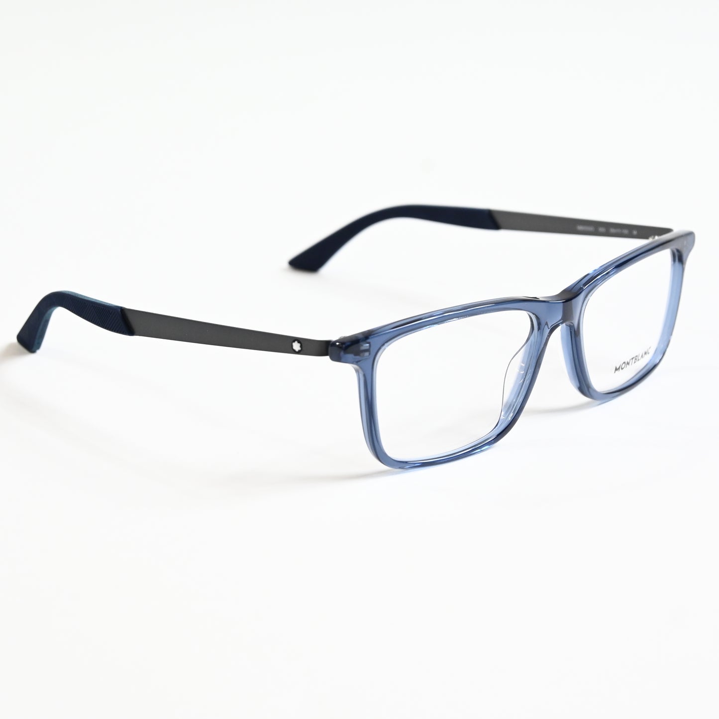 Montblanc MB0333O 003 Mens Authentic Eyeglasses Ruthenium/Blue, 55mm - New