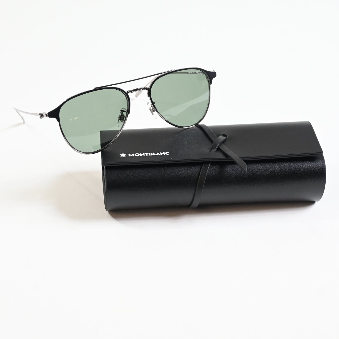 Montblanc MB0190S 002 Mens Authentic Sunglasses Ruthenium Green, 55mm - New