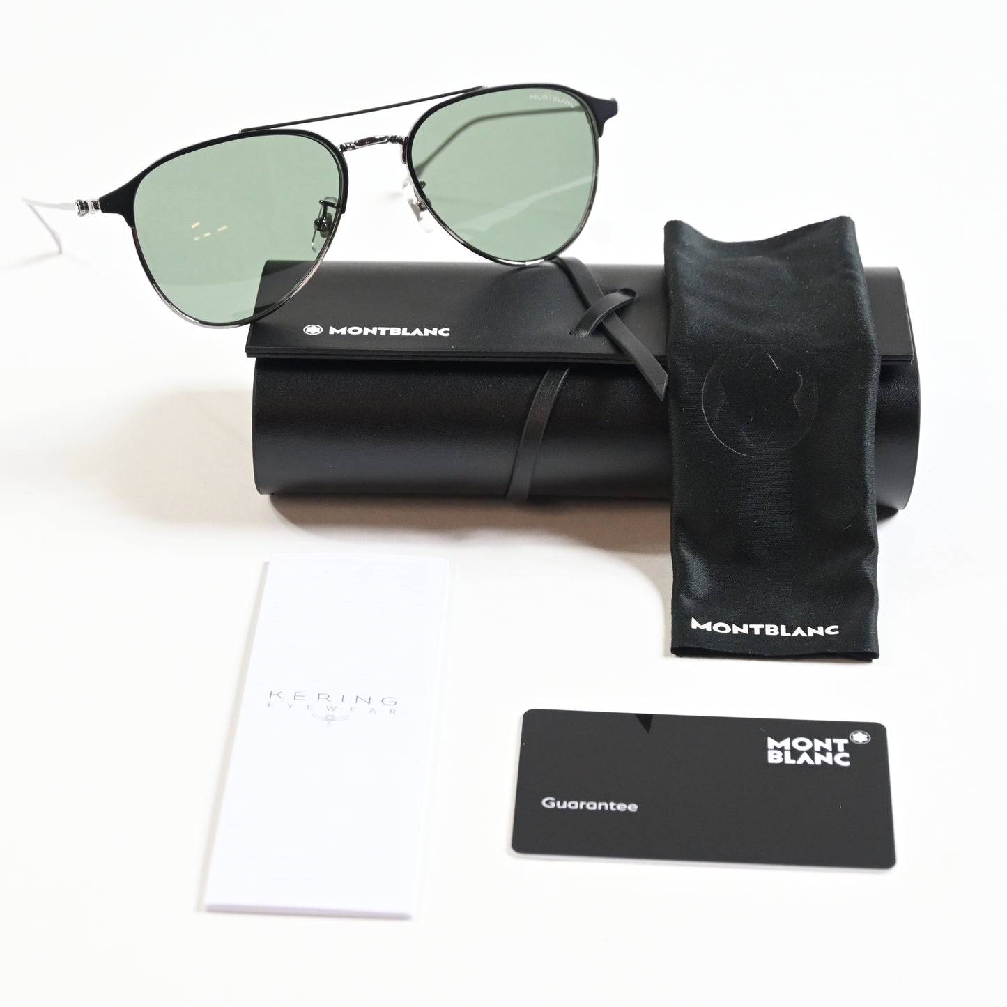 Montblanc MB0190S 002 Mens Authentic Sunglasses Ruthenium Green, 55mm - New