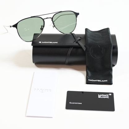 Montblanc MB0190S 002 Mens Authentic Sunglasses Ruthenium Green, 55mm - New