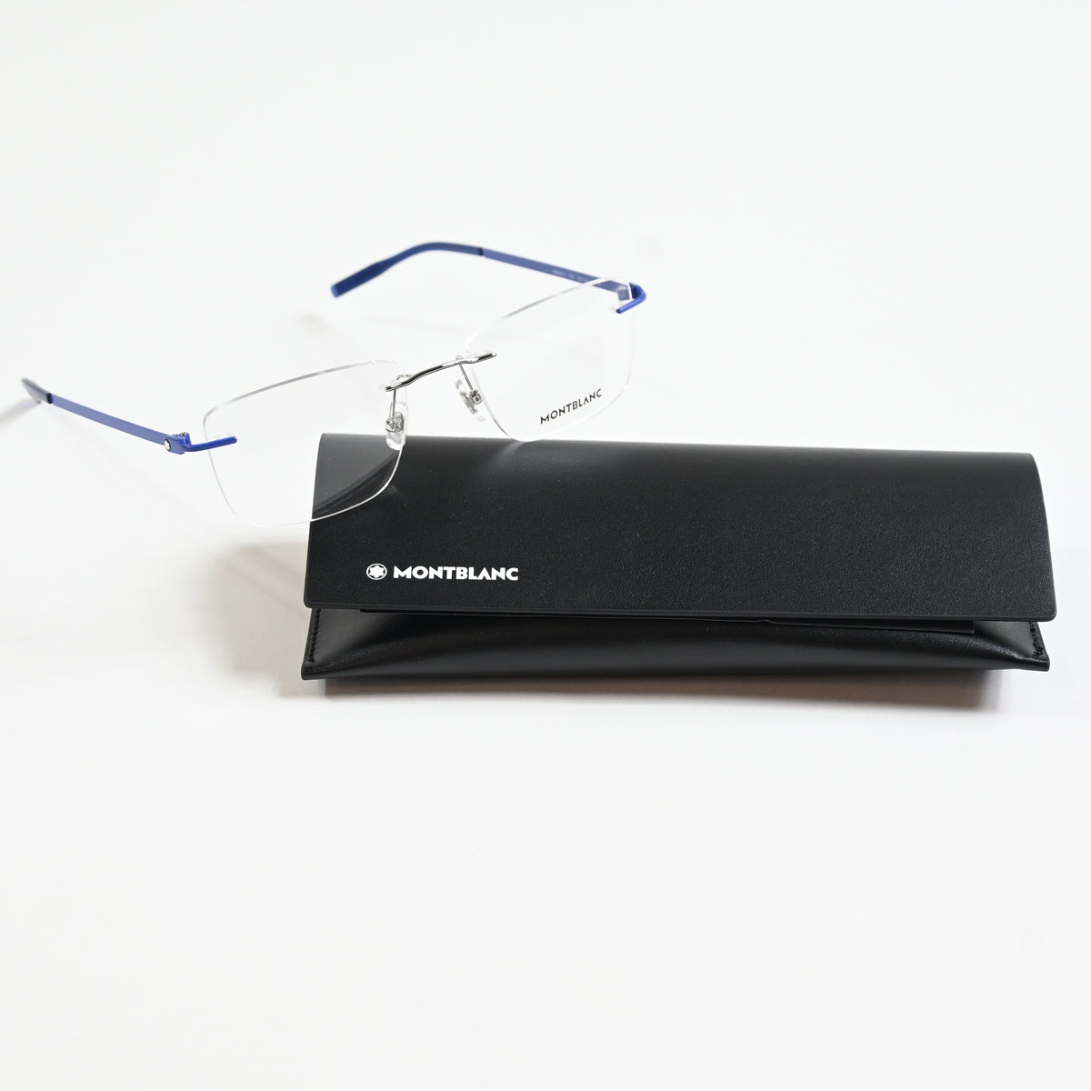 Montblanc MB0281O 003 Mens Authentic Eyeglasses Blue/Silver, 53mm - New