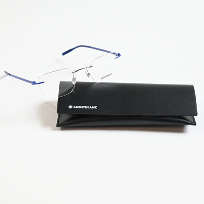 Montblanc MB0281O 003 Mens Authentic Eyeglasses Blue/Silver, 53mm - New