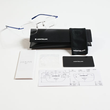 Montblanc MB0281O 003 Mens Authentic Eyeglasses Blue/Silver, 53mm - New