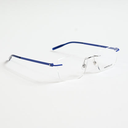 Montblanc MB0281O 003 Mens Authentic Eyeglasses Blue/Silver, 53mm - New