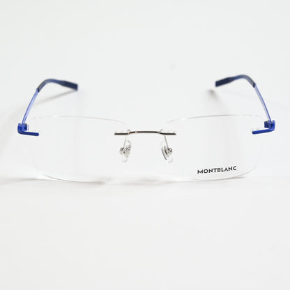 Montblanc MB0281O 003 Mens Authentic Eyeglasses Blue/Silver, 53mm - New