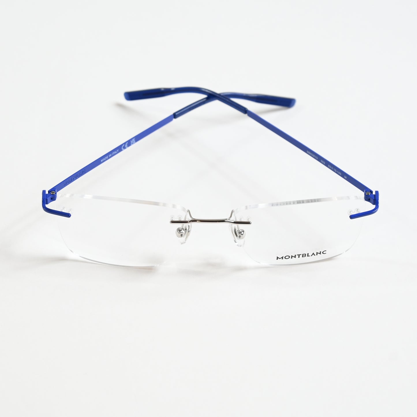 Montblanc MB0281O 003 Mens Authentic Eyeglasses Blue/Silver, 53mm - New