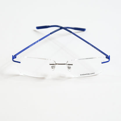 Montblanc MB0281O 003 Mens Authentic Eyeglasses Blue/Silver, 53mm - New