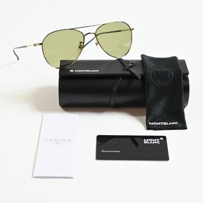 Montblanc Green Pilot Men's Sunglasses MB0128S 003 58 Designer Eyewear - New