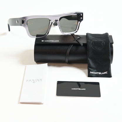Montblanc MB0253S 003 Mens Authentic Sunglasses Gray/Brown, 52mm - New