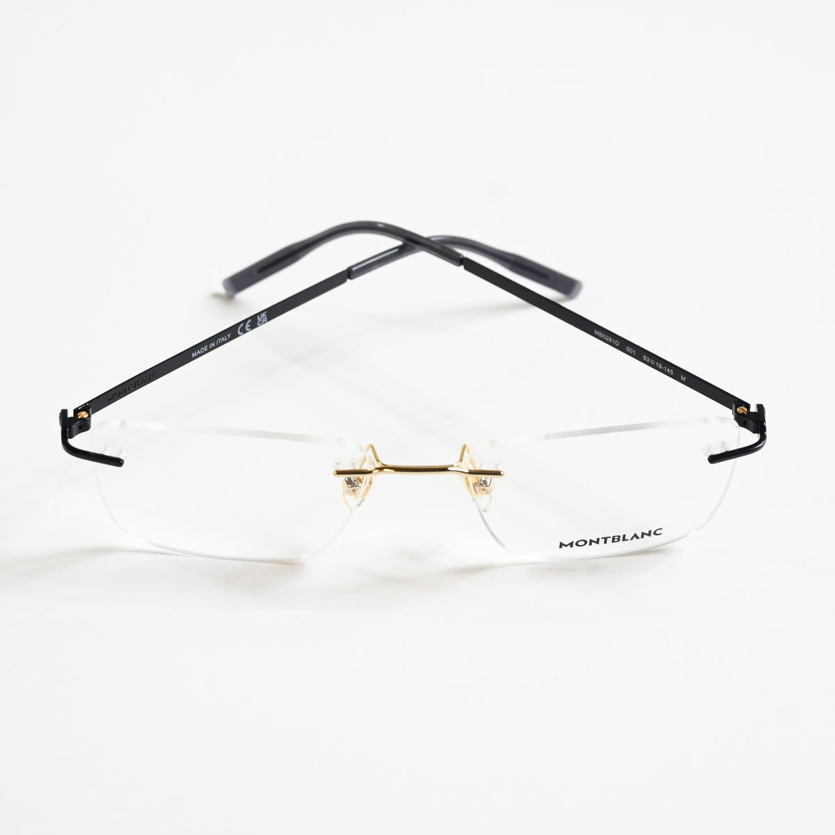 Montblanc MB0281O 001 Mens Authentic Eyeglasses Black/Gold, 53mm - New