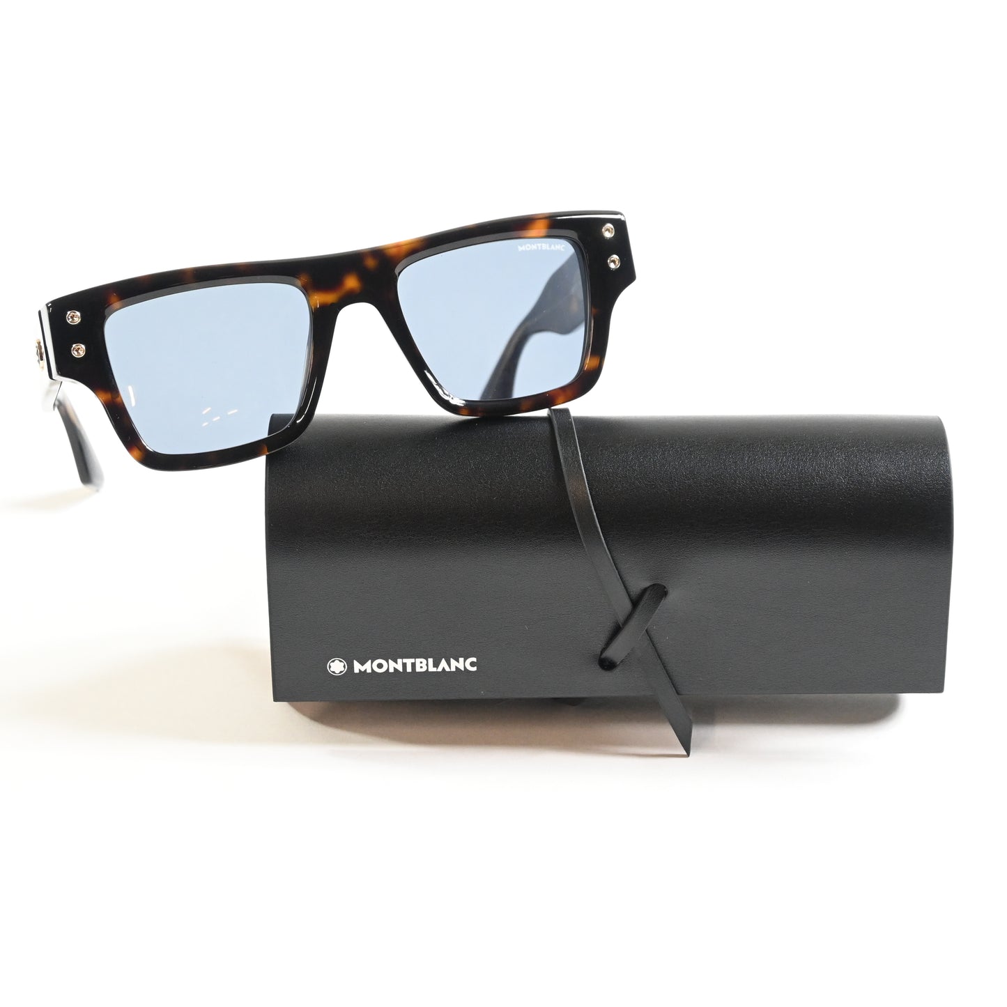Montblanc MB0253S 002 Mens Authentic Sunglasses Havana/Blue, 52mm - New