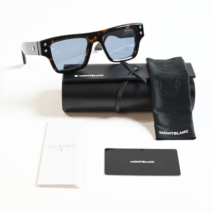 Montblanc MB0253S 002 Mens Authentic Sunglasses Havana/Blue, 52mm - New