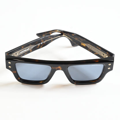Montblanc MB0253S 002 Mens Authentic Sunglasses Havana/Blue, 52mm - New