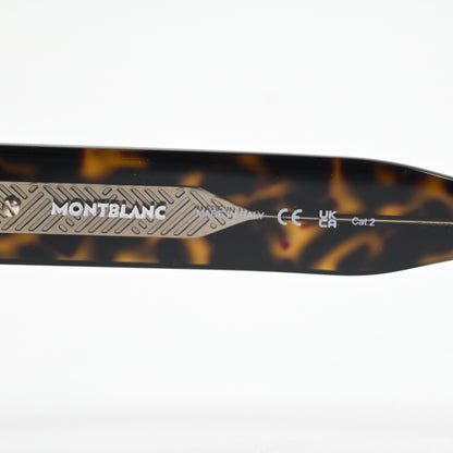 Montblanc MB0253S 002 Mens Authentic Sunglasses Havana/Blue, 52mm - New
