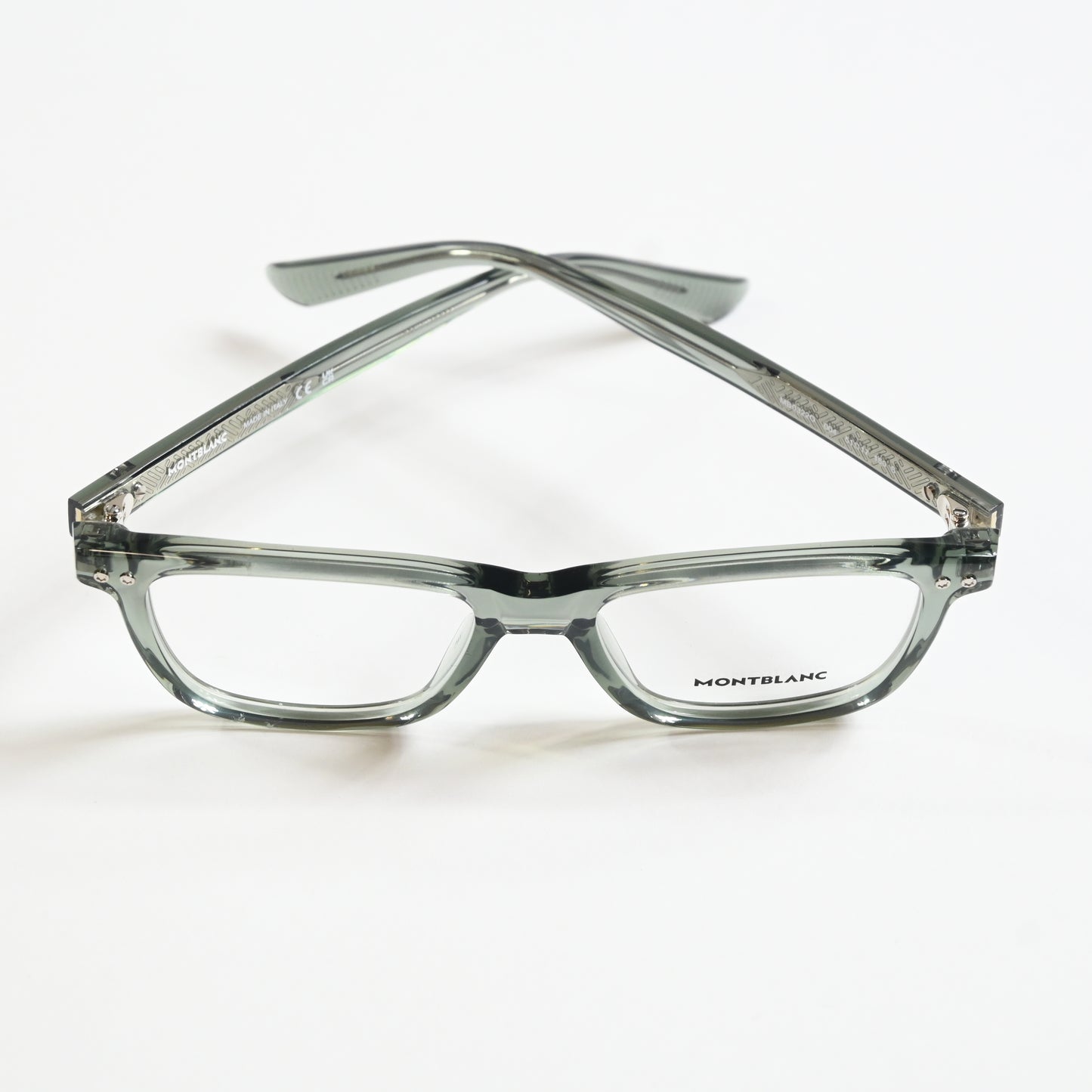 Montblanc MB0322O 004 Mens Authentic Eyeglasses Clear Gray, 51mm - New