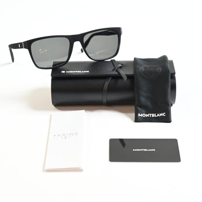 Montblanc MB0209S 001 Mens Authentic Sunglasses Matte Black, 56mm - New