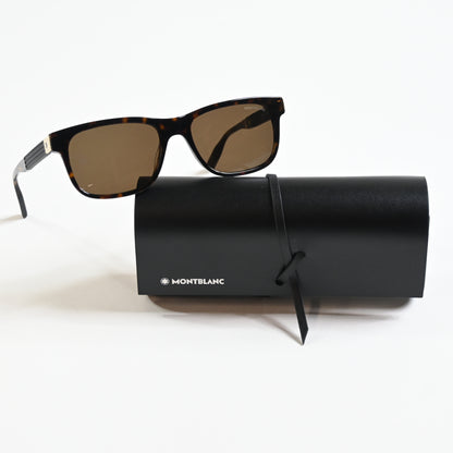 Montblanc MB0163S 002 Mens Authentic Sunglasses Havana/Brown, 56mm - New
