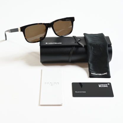 Montblanc MB0163S 002 Mens Authentic Sunglasses Havana/Brown, 56mm - New