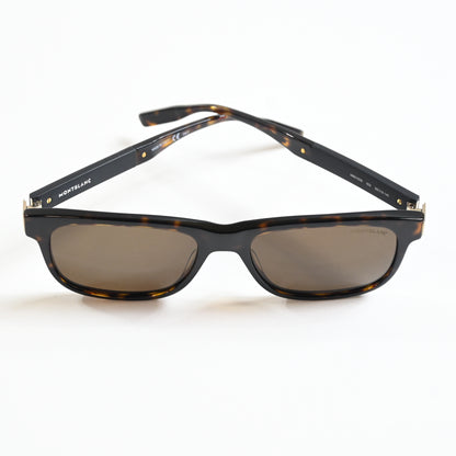 Montblanc MB0163S 002 Mens Authentic Sunglasses Havana/Brown, 56mm - New