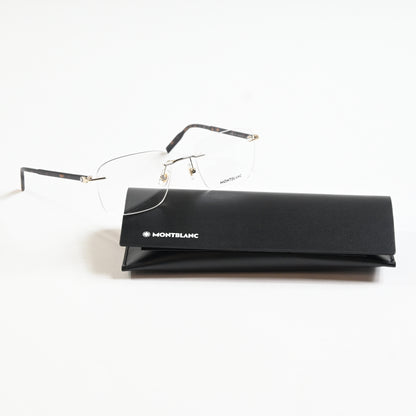 Montblanc MB0222O 002 Mens Authentic Eyeglasses Gold/Havana, 55mm - New