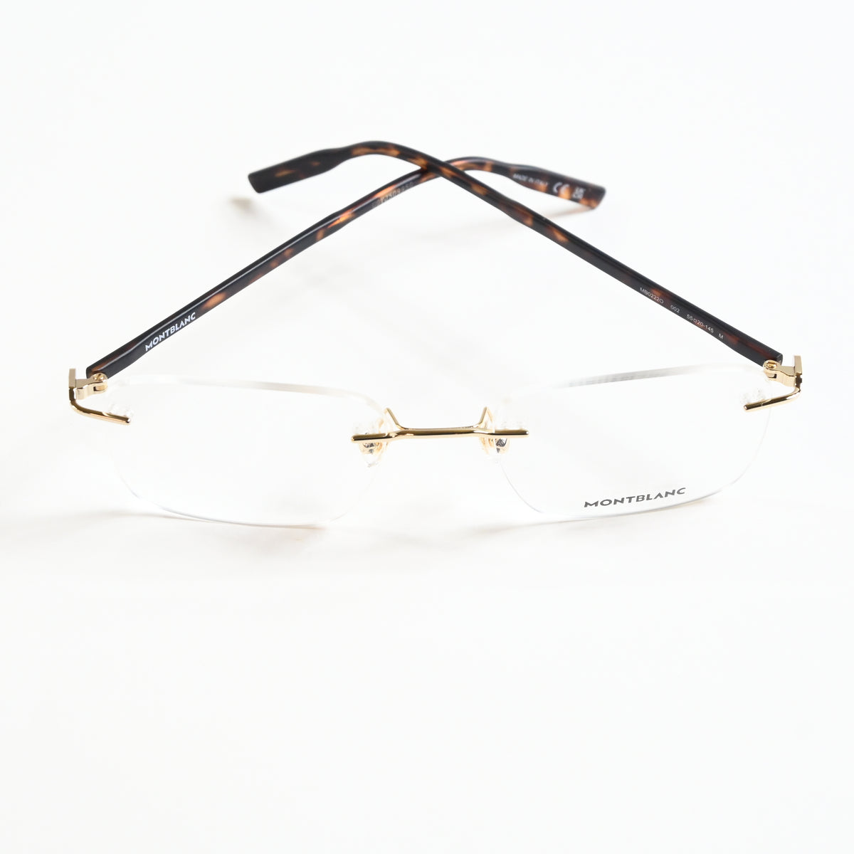 Montblanc MB0222O 002 Mens Authentic Eyeglasses Gold/Havana, 55mm - New
