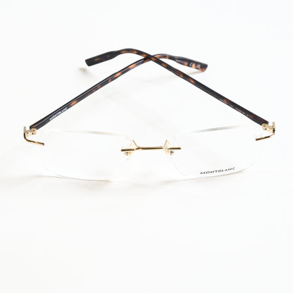 Montblanc MB0222O 002 Mens Authentic Eyeglasses Gold/Havana, 55mm - New