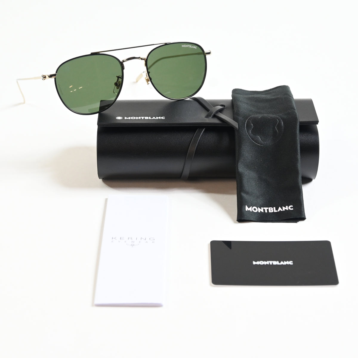 Montblanc MB0211S 004 Mens Authentic Sunglasses Gold/Green, 53mm - New