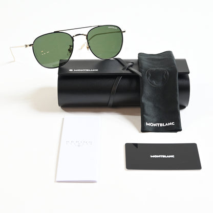 Montblanc MB0211S 004 Mens Authentic Sunglasses Gold/Green, 53mm - New