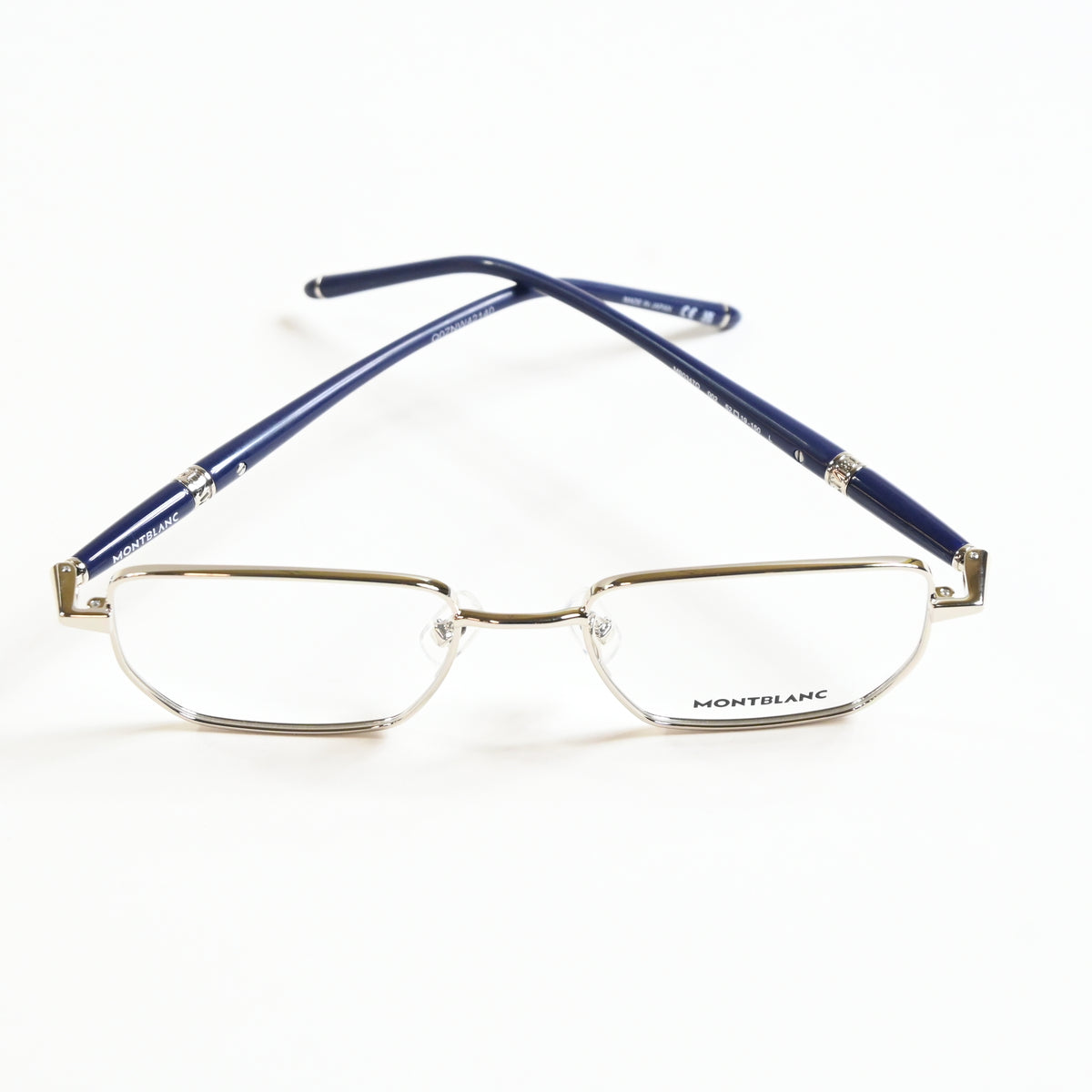 Montblanc MB0347O 002 Mens Authentic Eyeglasses Silver/Blue, 52mm - New