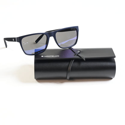 Montblanc MB0209S 002 Mens Authentic Sunglasses Black/Blue, 57mm - New