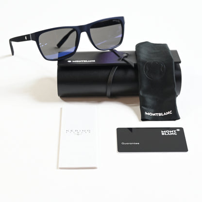 Montblanc MB0209S 002 Mens Authentic Sunglasses Black/Blue, 57mm - New