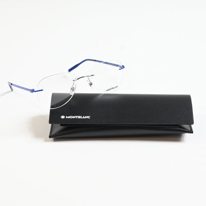 Montblanc MB0283O 003 Mens Authentic Eyeglasses Blue/Silver, 55mm - New