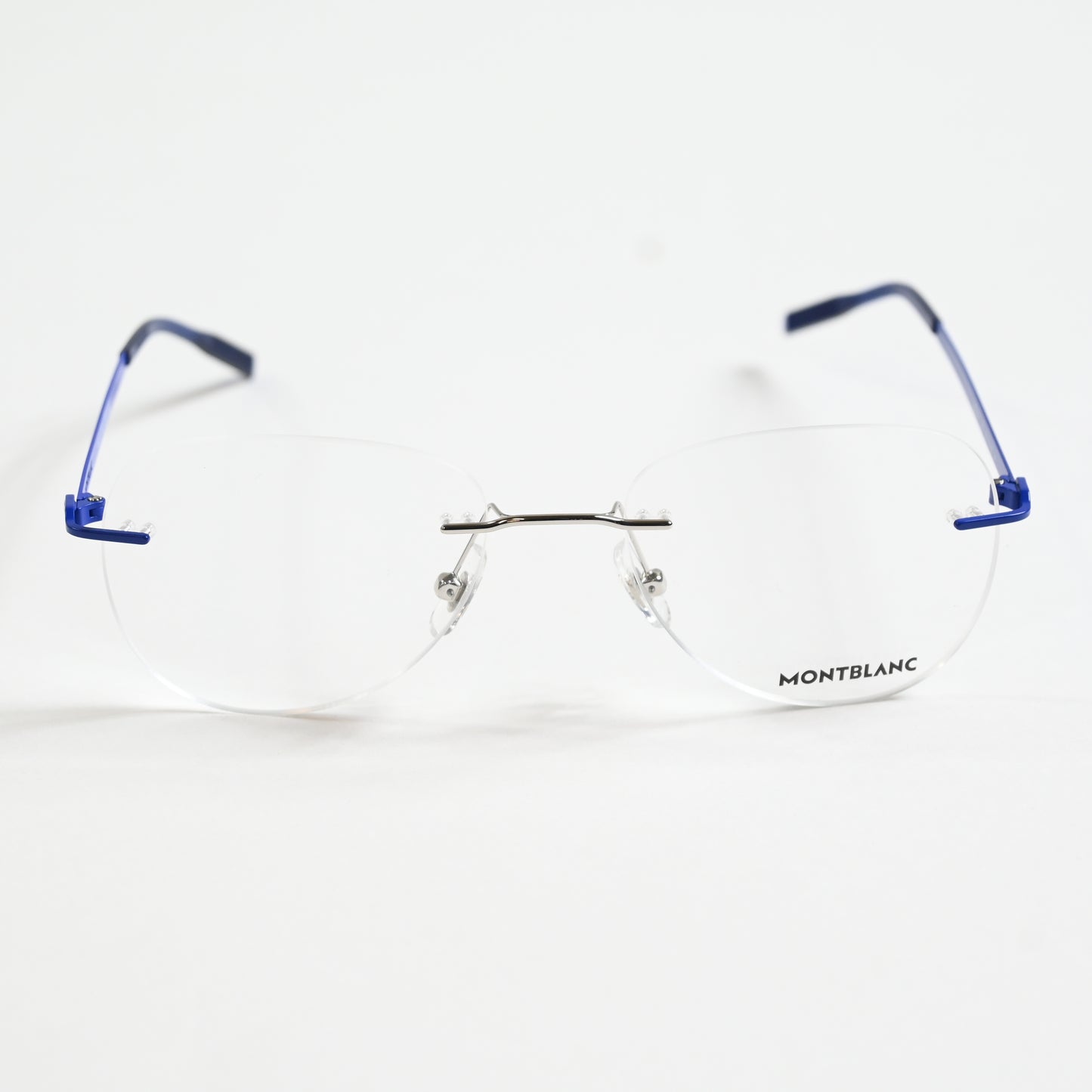 Montblanc MB0283O 003 Mens Authentic Eyeglasses Blue/Silver, 55mm - New