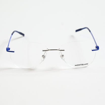 Montblanc MB0283O 003 Mens Authentic Eyeglasses Blue/Silver, 55mm - New