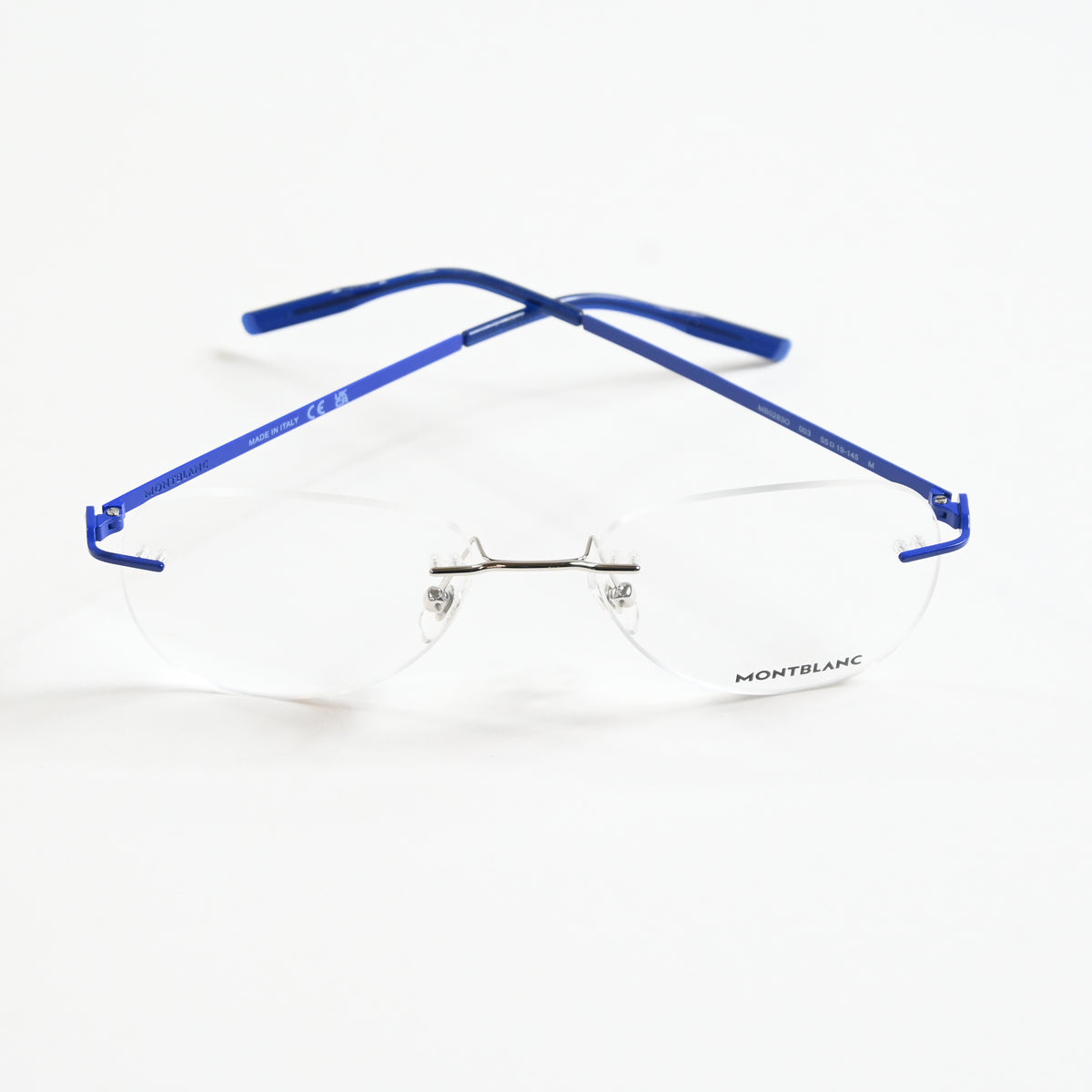 Montblanc MB0283O 003 Mens Authentic Eyeglasses Blue/Silver, 55mm - New