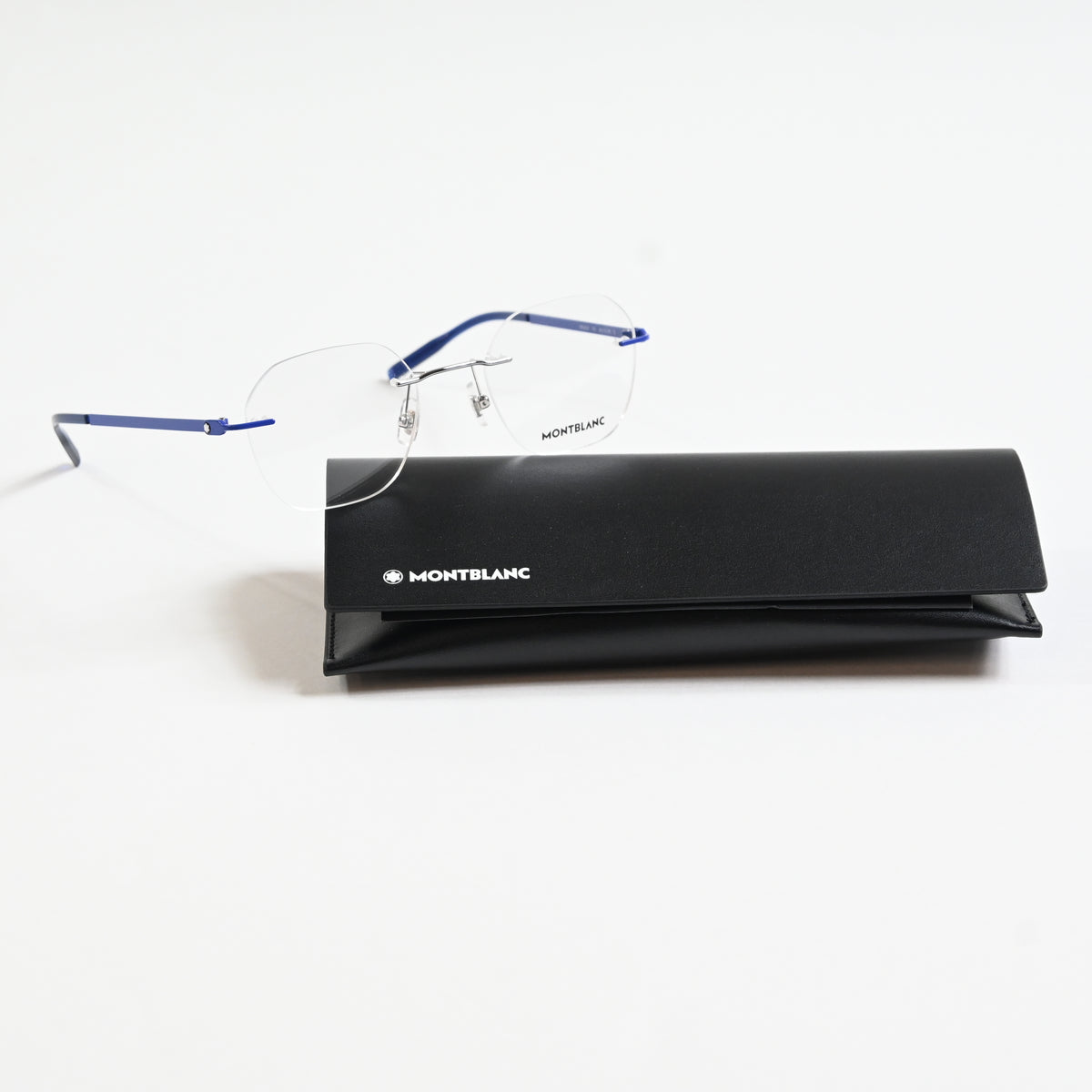 Montblanc MB0282O 003 Mens Authentic Eyeglasses Blue/Silver, 49mm - New