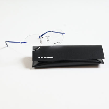 Montblanc MB0282O 003 Mens Authentic Eyeglasses Blue/Silver, 49mm - New