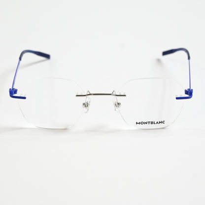 Montblanc MB0282O 003 Mens Authentic Eyeglasses Blue/Silver, 49mm - New